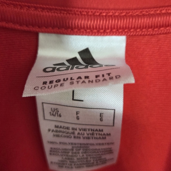Adidas | Boys Red White Colorblock Stripe Tracksuit Jacket Size Large 14/16 - Picture 3 of 4